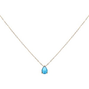 Unique Bargains Women's Birthstone Cubic Zirconia 18K Gold Plated Teardrop Necklace 17.7" - 1 of 4