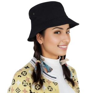 Anna-Kaci Unisex Classic Washed Denim Bucket Hat Cotton Sun Hats Outdoor Fisherman Cap for Beach, Golf, Fishing - 1 of 4