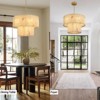 CityFurn 24" 9-Light Modern Gold Round Chandeliers 2-Tier Drum Pendant Light with Alabaster Shade - 3 of 4