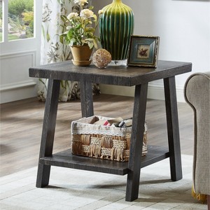 Vynxaria Athens Contemporary Replicated Wood Shelf End Table, Charcoal Finish, 24"W x 22"D x 23"H - 1 of 4