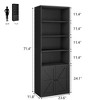 Bookcase with Doors Industrial Bookshelf 11.8in Depth Display Storage Shelves 71.4in Tall Farmhouse Bookcases - 2 of 4