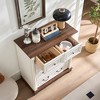 Dresser Chest with Wooden Base & Riser Trim, Wooden Rustic Rustic Chest of Drawers, Accents Cabinet Storage Dresser for -- Frevyn - 3 of 4