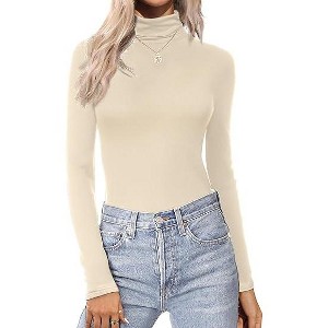 Ekouaer Women's Turtleneck Long Sleeve Shirts Thermal Underwear Tops Basic Slim Fit Fall Fashion Lightweight Top - 1 of 4
