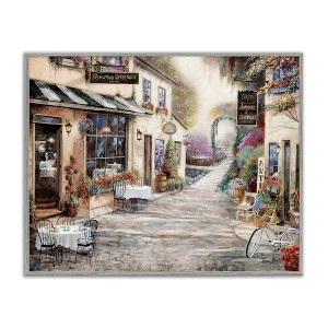 Stupell Industries Traditional Village City Architecture Charming Bistro Scene Framed Giclee Art, Gray, 30" x 24" - 1 of 4