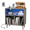 VINGLI Record Player Stand with Open Vinyl Storage, Vinyl Record Player Shelf with Power Outlet for Living Room - 2 of 2