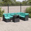 vidaXL 9 Piece Patio Sofa Set with Cushions Black Poly Rattan - 2 of 4