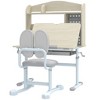 Qaba Kids Desk and Chair Set, Height Adjustable Children Study Desk for Kids with Tiltable Desktop, Hutch and Storage Drawer for Ages 3-12, Gray - 4 of 4