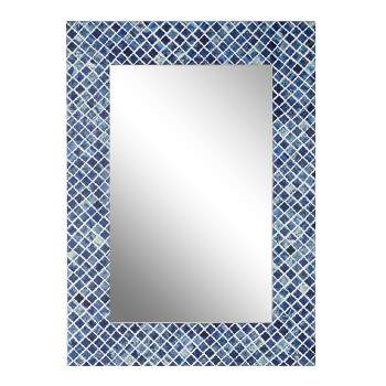 Wood Quatrefoil Wall Mirror Blue - Olivia & May