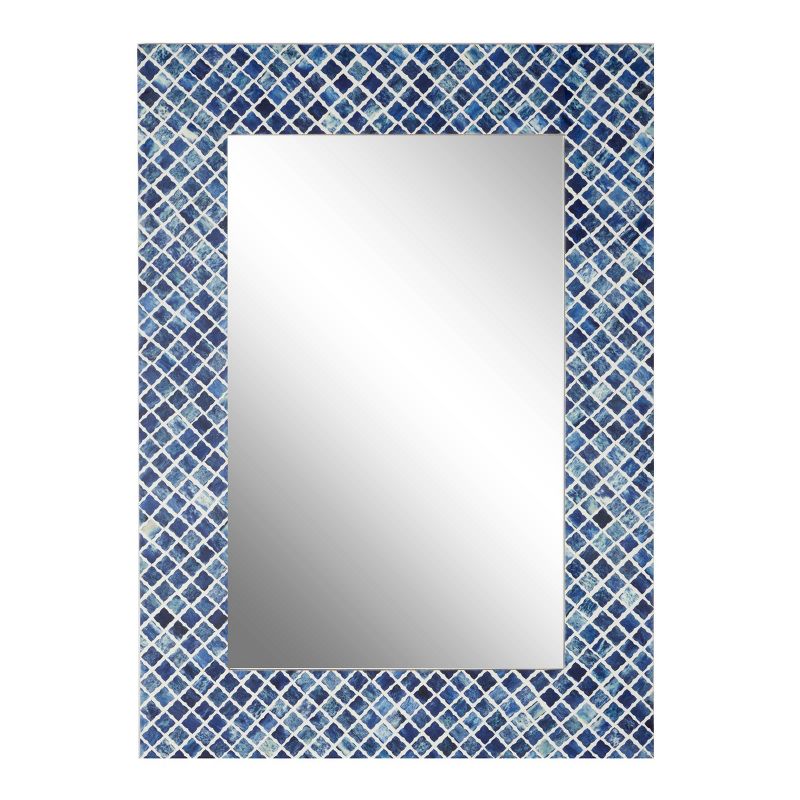 Wood Quatrefoil Wall Mirror Blue - Olivia &#38; May, 1 of 18