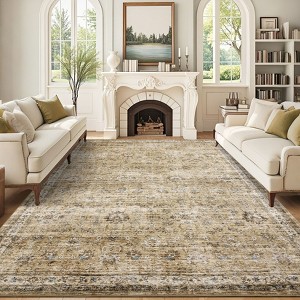 Vintage Large Area Rug for Living Room Bedroom Distressed Rug Non-Slip Low Pile Machine Washable Rug - 1 of 4