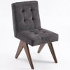 YOUNIKE Modern Upholstered Chair Dining Room Armless Kitchen Chairs Set of 4 Linen Fabric Chair Vanity with 4.7" Thick Cushion Wood V-Leg - 2 of 4
