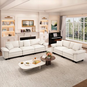 Captiva Designs Cloud Modular 5-Piece Sectional Sofa Set, Living Room Couch with Lounge Comfort, Corduroy & Chenille Fabric - 1 of 4