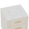 FONTOI Upholstered Wooden Nightstand with 3 Drawers&Handles, Bedside Table with Marbling Stickers Worktop, Beige, 16.3"*21.8"*16.3" - 4 of 4