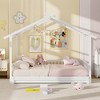 Tangkula Wooden House Bed Twin to King Daybed w/ Safety Rails & Decorable Roof - 4 of 4