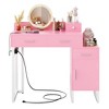 Besiost Reversible Vanity Desk with Wooden Drawers and Charging Station - 2 of 4