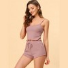 cheibear Women's Spaghetti Straps Cami Tops with Shorts Lounge Sleepwear Pajama Set - 2 of 4