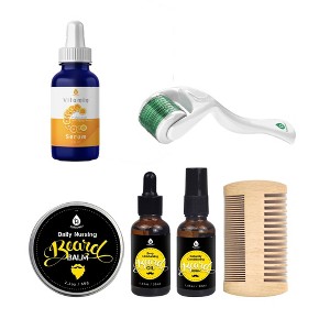 Pursonic Beard Care Grooming Kit, Micro Needle Derma Roller 0.5 mm, and Vitamin C Serum (3 fl. oz) Gift Bundle - 1 of 4
