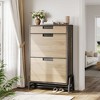 9.5''D x 24.8''W x 37.7''H Freestanding Hidden Shoe Storage Cabinet with Adjustable Shelves, Shoe Rack Cabinet with 2 Flip Drawers & 1 Top Drawer - 2 of 4