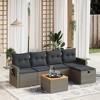 vidaXL Patio Sofa Set with Cushions Outdoor Furniture 6 Piece Poly Rattan - Gray without storage - 2 of 4