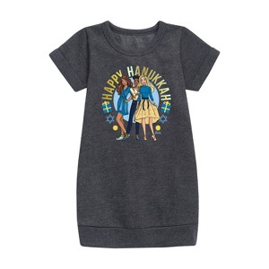 - Barbie - Barbie and Friends Holiday Graphic Short Sleeve Fleece Dress - 1 of 2