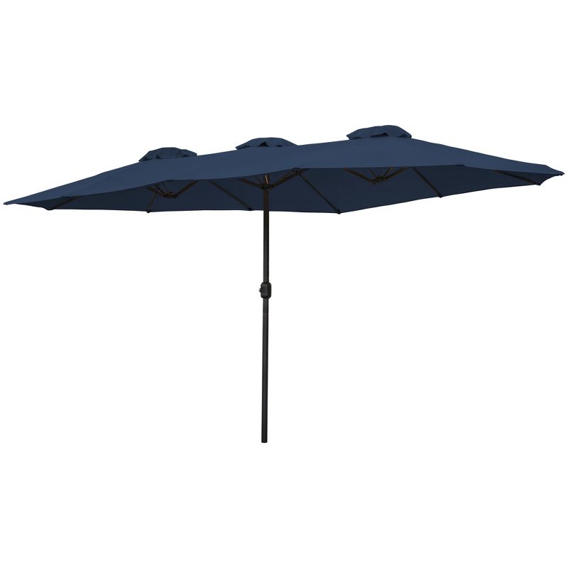 Northlight 15' Outdoor Patio Market Umbrella with Hand Crank, Navy Blue, 4 of 7