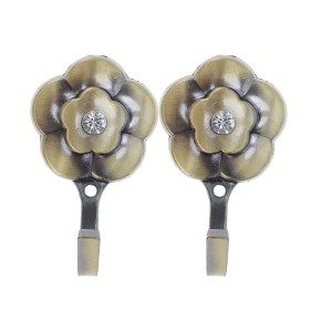 Unique Bargains Curtain Holdbacks Plum Blossoms Hooks Zinc Alloy 3.31"x1.97" 1Pair - 1 of 4