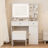 Vanity Desk with LED Mirror Lights and Power Outlet Charging Station, Makeup Dressing Table with Storage Stool White - 2 of 4