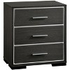 DOMETOUR 1x Nightstand Solid wood Warm Gray Sleek Modern Lines Chrome Trim Insert Contemporary Bedroom Furniture - 2 of 4