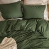 3 Pieces Linen Soft & Cozy Duvet Cover Linen Cotton Blend Bedding Set Tropical Plants Beige Color Cooling Bedding - 3 of 4