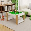 Whisen Kids 2 in 1 Play Table with 7 Storage Compartments, Compatible with LEGO Building Block - White & Green - 4 of 4