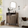 Storage Cabinet with Doors and Shelves, Metal Frame Oblique Door Sideboard for Living Room, Bedroom, Enterway, Hallway, Brown - 2 of 4