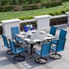 EROMMY 9 Piece Patio Dining Set, Outdoor Dining Table And Chairs Set For 8,Patio Furniture Set For Deck, Backyard, Lawn, Poolside, Brown/gray/blue - 2 of 4