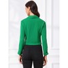 INSPIRE CHIC Women's Regular Fit Notched Lapel Ruched Sleeve Business Crop Blazer - 4 of 4