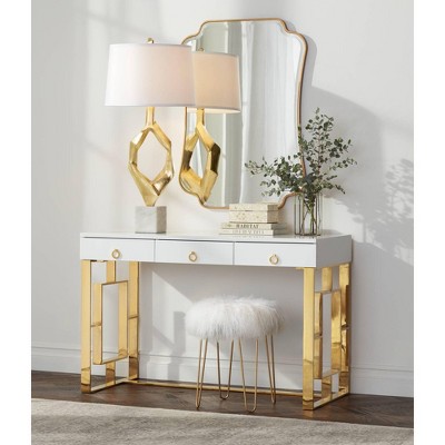 Rectangular Beveled Wood Mirror with Antique Gold Frame 44"x33"