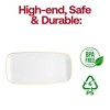 Smarty Had A Party 10.6" x 5" White w/ Gold Rim Rectangular Plastic Plates - 120 pcs - 3 of 4