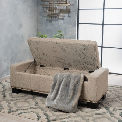 NicBex Rectangular Velvet Storage Ottoman Bench,Upholstered Storage Ottoman with Wood Legs,Modern Storage Bench for Living Room,Bedroom