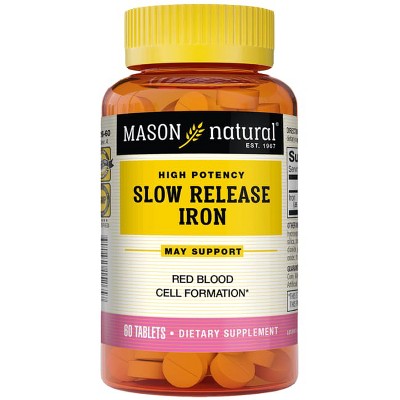 Mason Natural High Potency Slow Release Iron 50 mg 60 Tablets.