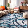 World Rug Gallery Contemporary Distressed Abstract Lines Non Slip Area Rug - 2 of 4