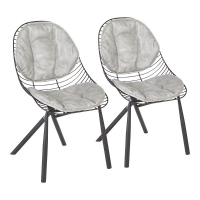 Syemin Dining Chairs Wired Contemporary Chair Barstool Set of 2 Dining Barstools Bar Stools Dining Room Chairs, Gray, 25.5"*19.25"*36"