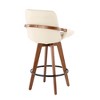 Mid-Century Counter Stool with Wood Frame and Upholstered Seat for Kitchen or Dining (Set of 2) - 3 of 4