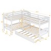 Twin over Twin L-Shaped Bunk Bed with Trundle, 5-Bed Capacity, No Box Spring Required, White/Gray/Espresso - ModernLuxe - 3 of 4