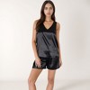 Anna-Kaci Lounge Women's Satin Sleepwear Set with Sleeveless V-Neck Top and Button-Detail Shorts - 2 of 4