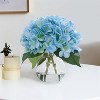 2PCS Artificial Hydrangea Flowers in Glass Vase with Faux Water, Fake Hydrangeas, Faux Flower Arrangements for Home Office,Table Centerpiece,Bathroom - 3 of 4