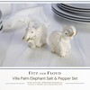 Fitz and Floyd Villa Palm Elephant Salt & Pepper Shaker Set, Handcrafted Earthenware with Golden Accents - Stunning Elephant Salt & Pepper Shakers - 2 of 4