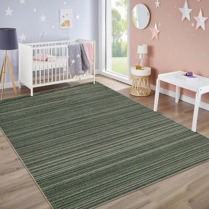 GustoWave Various sizes Modern Stripe Machine Washable Area Rug for Bedroom, Living Room, Green - 1 of 4