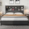2-Tier High Headboard Bed Frame,Bookcase Storage Platform Bed with Charging Station,No Box Spring Needed & Easy to Assemble - 3 of 4