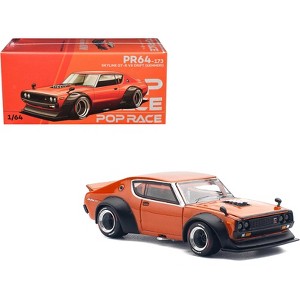 Skyline GT-R V8 Drift "Kenmeri" RHD (Right Hand Drive) Orange Metallic 1/64 Diecast Model Car by Pop Race - 1 of 4