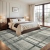 Washable Rug Modern Geometric Accent Rug with Non-Slip Backing Stain-Resistant Plaid Floor Mats Foldable Ultra-Thin Contemporary Indoor Carpet - 2 of 4