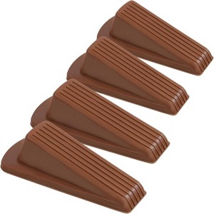 Attop 4-Pack Rubber Door Stoppers - 4.8x2.2x1.3in Brown Floor Wedge Door Stops, Stackable Non-Slip Door Stopper for Bottom of Door - 1 of 4