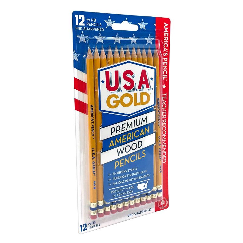 12ct #2 HB Pencils 2mm Pre-sharpened Premium American Wood Yellow - U.S.A. Gold, 3 of 18